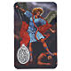 Laminated devotional image of Saint Michael the Archangel with metal medal, 4x2 in s1