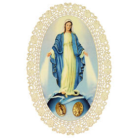 Santinho da Nossa Senhora das Graças com decoração em renda 11x7 cm
