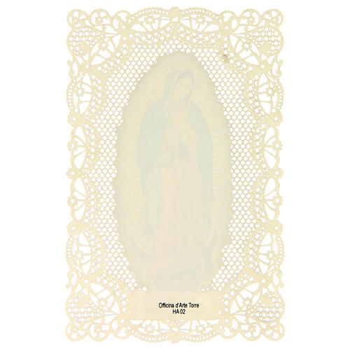 Spitzenbildchen, Unsere Liebe Frau von Guadalupe, Heiligenbildchen mit Spitzendekor, 11 x 7 cm 2