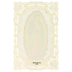 Obrazek religijny – Matka Boża z Guadalupe, z koronkową dekoracją, 11x7 cm