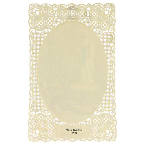 Spitzenbildchen, Madonna von Lourdes, Heiligenbildchen mit Spitzendekor, 11 x 7 cm 2