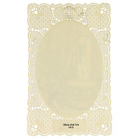 Holy card of Our Lady of Lourdes, lace decoration, 4x3 in