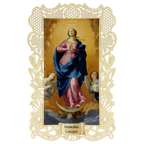Santino dell'Immacolata Concezione decoro merlettato 11x7 cm 1