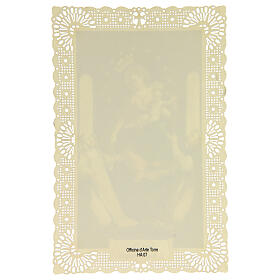 Holy card of the Blessed Virgin of the Rosary of Pompeii with lace decoration, 4x3 in