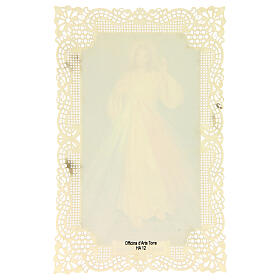 Santinho de Cristo Misericordioso decorado com renda 11x7 cm