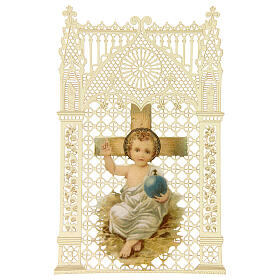 Santino di Gesù Bambino decoro merlettato 11x7 cm