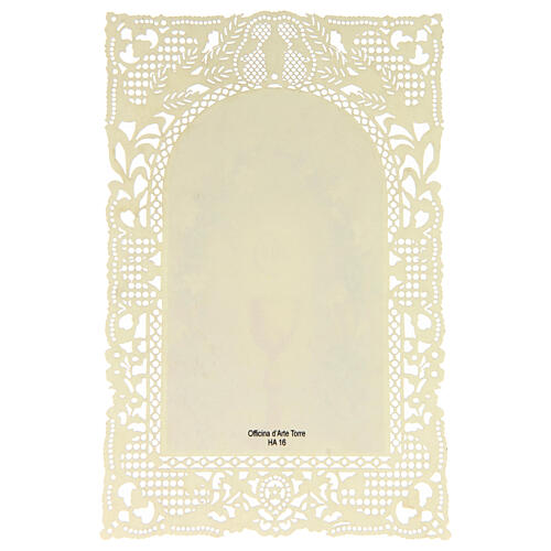 Eucharistic Holy Card with Lace Decoration, 11x7 cm 2