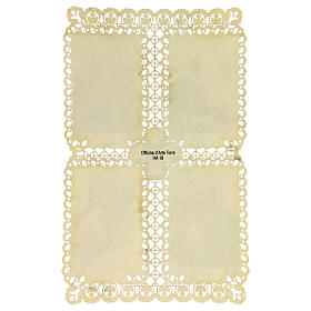 Lace-decorated holy card of the four Evangelists, 4x3 in