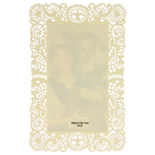 Image pieuse de Saint Luc décorée de dentelle 11x7 cm 2