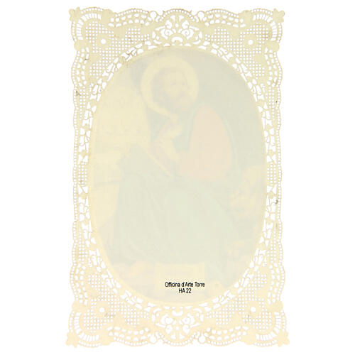 Santinho de São Marcos com decoração em renda 11x7 cm 2