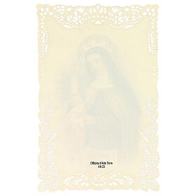 Estampa religiosa de Santa Clara de Asís adorno en encaje 11x7 cm