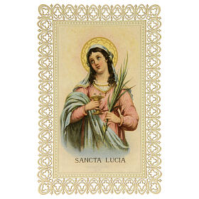 Spitzenbildchen, Heilige Lucia, Heiligenbildchen mit Spitzendekor, 11 x 7 cm