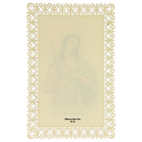 Holy card of Saint Lucy with lace decoration, 4x3 in
