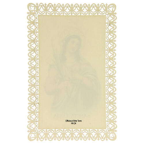 Holy Card of St Lucy with lace decoration, 11x7 cm 2