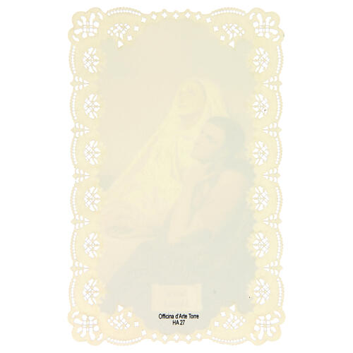 Estampa religiosa de Santa Mónica adorno en encaje 11x7 cm 2