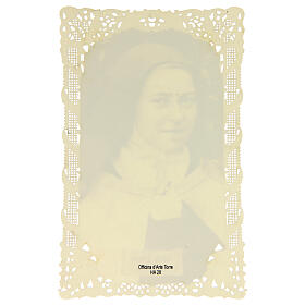 Holy card of Saint Therese of Lisieux with lace decoration, 4x3 in
