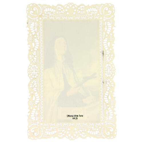 Holy card of Saint Teresa of Avila with lace decoration, 4x3 in 2