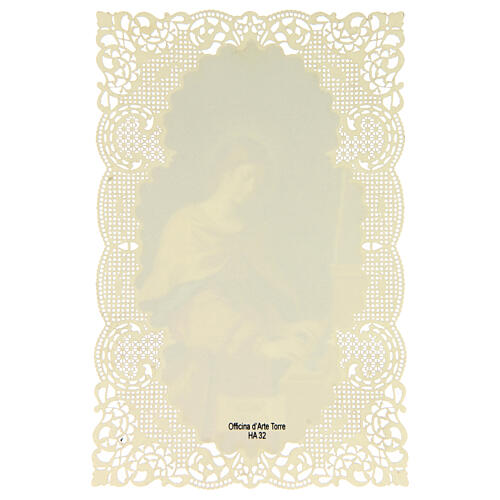 Holy Card of Saint Cecilia with Lacy Decor, 11x7 cm 2