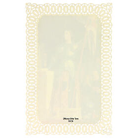 Spitzenbildchen, Heilige Johanna von Orléans, Heiligenbildchen mit Spitzendekor, 11 x 7 cm