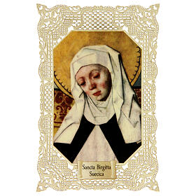 Santino di Santa Brigida di Svezia decoro merlettato 11x7 cm