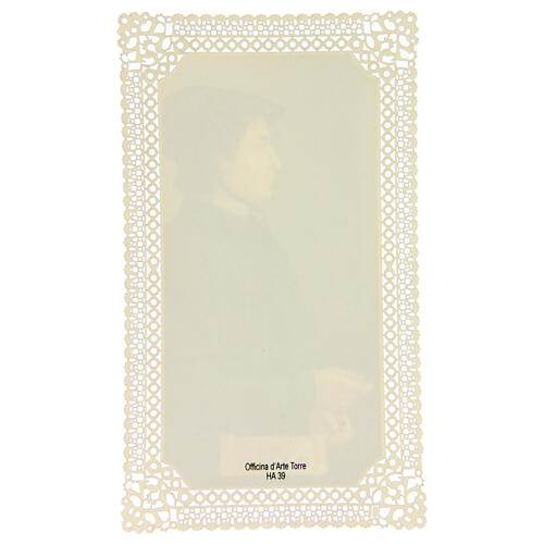 Santinho de Santa Isabel Seton com decoração em renda 11x7 cm 2