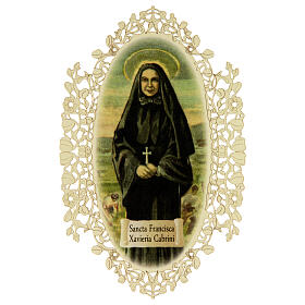 Santino di Santa Francesca Saverio Cabrini decoro merlettato 11x7 cm