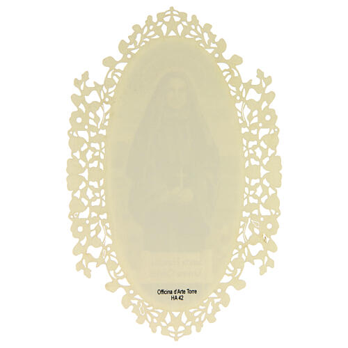 Santinho de Santa Francisca Xavier Cabrini com adornos em renda 11x7 cm 2