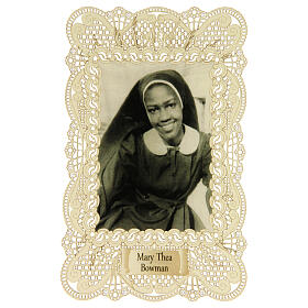 Santino di Suor Thea Bowman decoro merlettato 11x7 cm