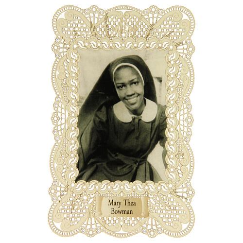 Santino di Suor Thea Bowman decoro merlettato 11x7 cm 1