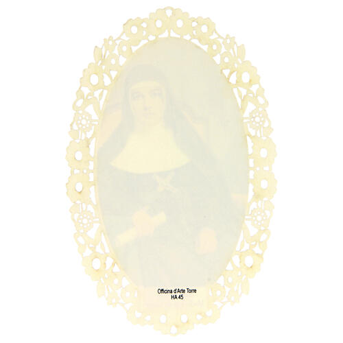 Obrazek religijny - Święta Maria od Krzyża, z dekoracyjną koronką, 11x7 cm 2