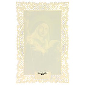 Spitzenbildchen, Heilige Scholastika, Heiligenbildchen mit Spitzendekor, 11 x 7 cm