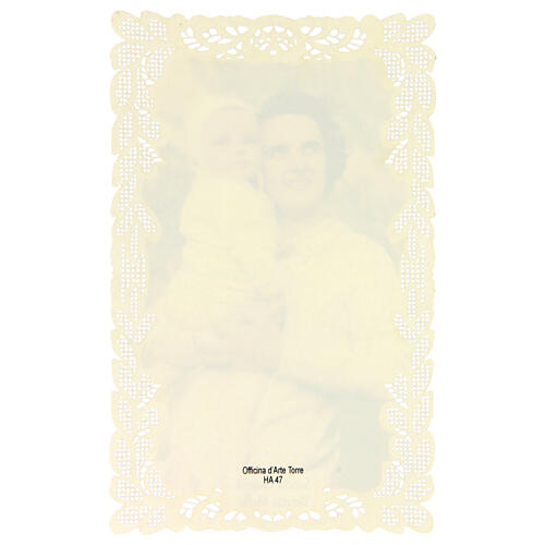 Santino Santa Gianna Beretta Molla carta pregiata decoro merlettato 11x7 cm 2