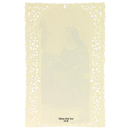 Santino Santa Francesca Romana carta pregiata decoro merlettato 11x7 cm 2