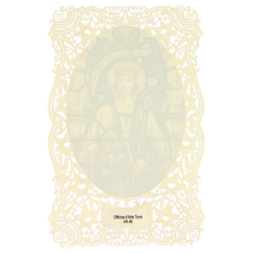 Spitzenbildchen, Heilige Margareta von Schottland, Heiligenbildchen mit Spitzendekor, 11 x 7 cm 2