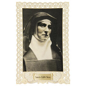 Spitzenbildchen, Heilige Teresa Benedikta vom Kreuz (Edith Stein), Heiligenbildchen mit Spitzendekor, 11 x 7 cm