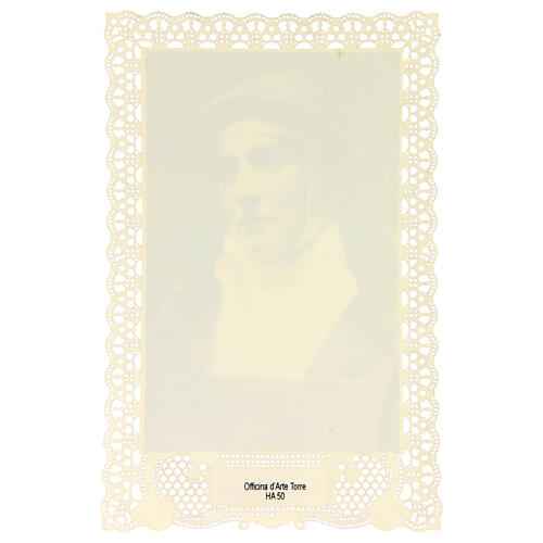 Holy card of Saint Teresa Benedicta of the Cross, Edith Stein, with lace decoration, 4x3 in 2