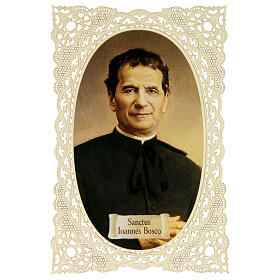 Spitzenbildchen, Heiliger Johannes Bosco, Heiligenbildchen mit Spitzendekor, 11 x 7 cm