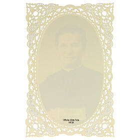 Holy card of Saint John Bosco with lace decoration, 4x3 in