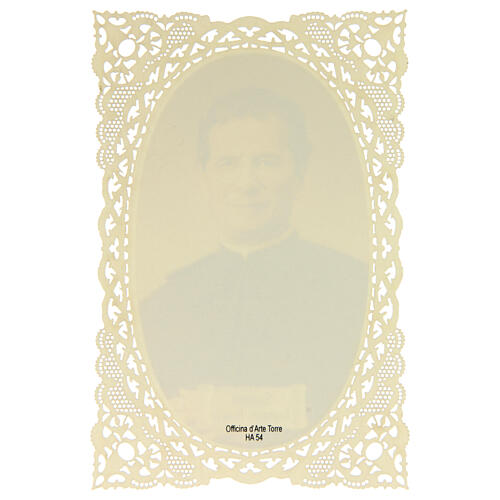 Holy card of Saint John Bosco with lace decoration, 4x3 in 2