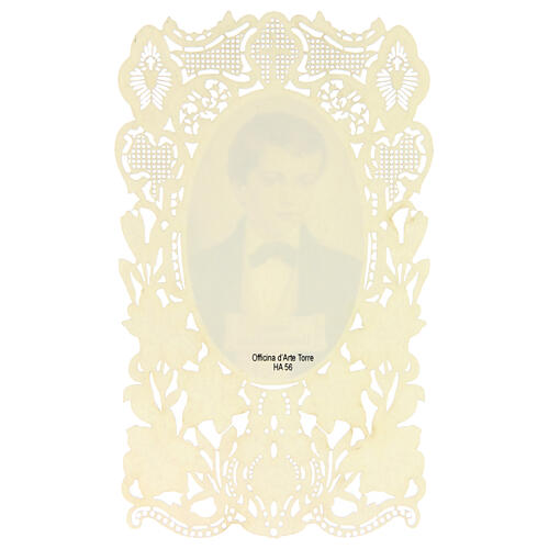 Holy Card of Saint Dominic Savio with lace decoration, 11x7 cm 2