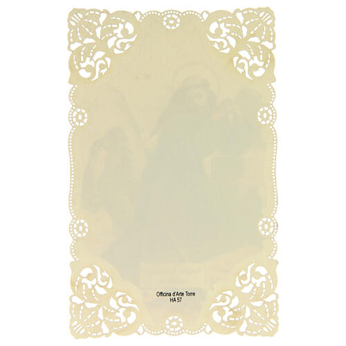 Estampa religiosa de San Francisco de Asís con decoración de encaje 11x7 cm 2