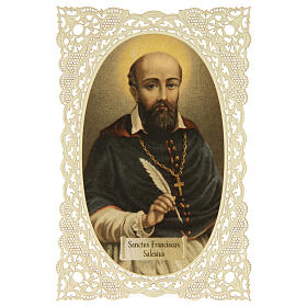 Santino di San Francesco di Sales decoro merlettato 11x7 cm