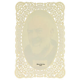 Santino di San Pio da Pietrelcina decoro merlettato 11x7 cm