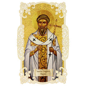 Spitzenbildchen, Heiliger Gregor der Große, Heiligenbildchen mit Spitzendekor, 11 x 7 cm