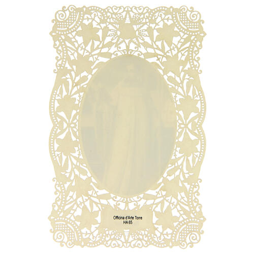 Image pieuse de Saint Bernard de Clairvaux avec décoration en dentelle 11x7 cm 2