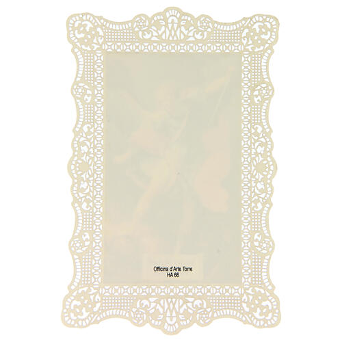 Holy Card of St. Michael the Archangel with Lace Decoration, 11x7 cm 2