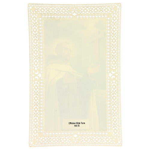 Santino di San Giovanni della Croce decoro merlettato 11x7 cm 2