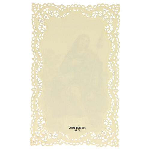 Obrazek religijny - Święty Roch, z dekoracją koronkową, 11x7 cm 2