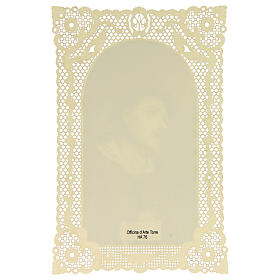 Spitzenbildchen, Heiliger Laurentius, Heiligenbildchen mit Spitzendekor, 11 x 7 cm