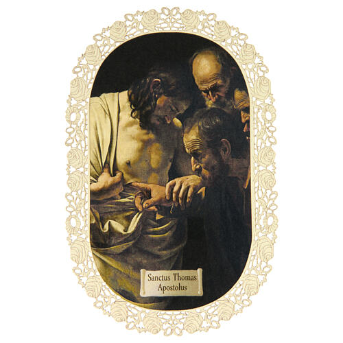 Santino di San Tommaso Apostolo decoro merlettato 11x7 cm 1
